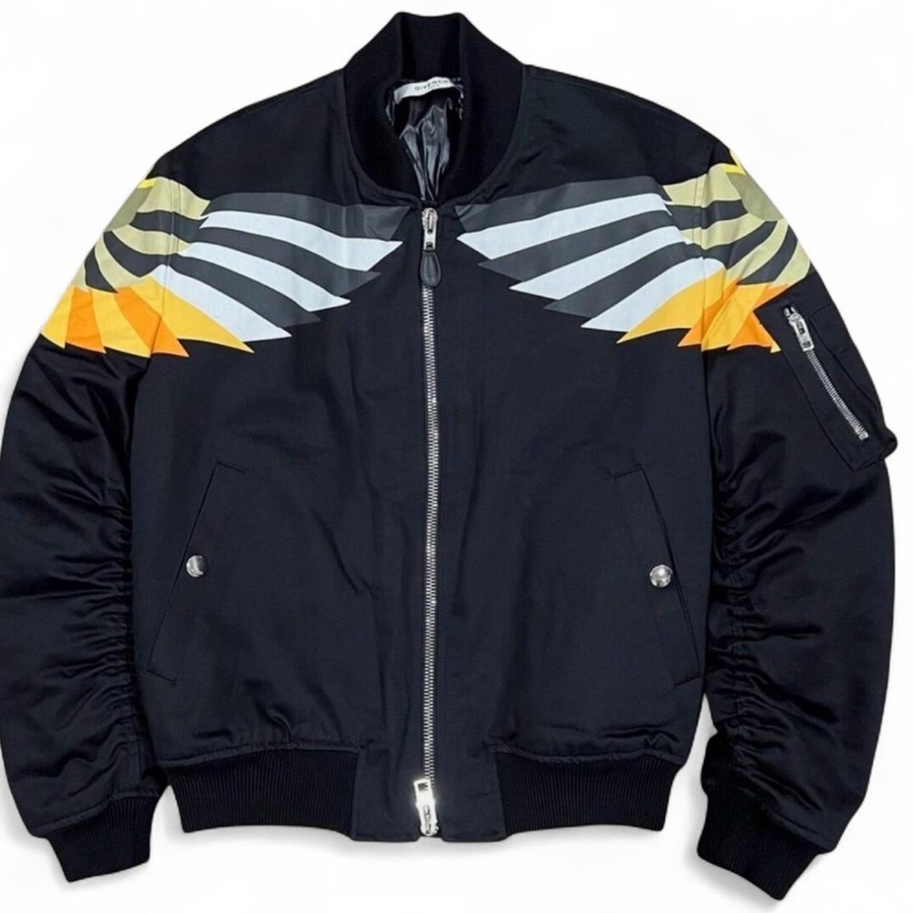 Givenchy Cotton Digital Wing in Black $3600 Bomber Jacket Size L